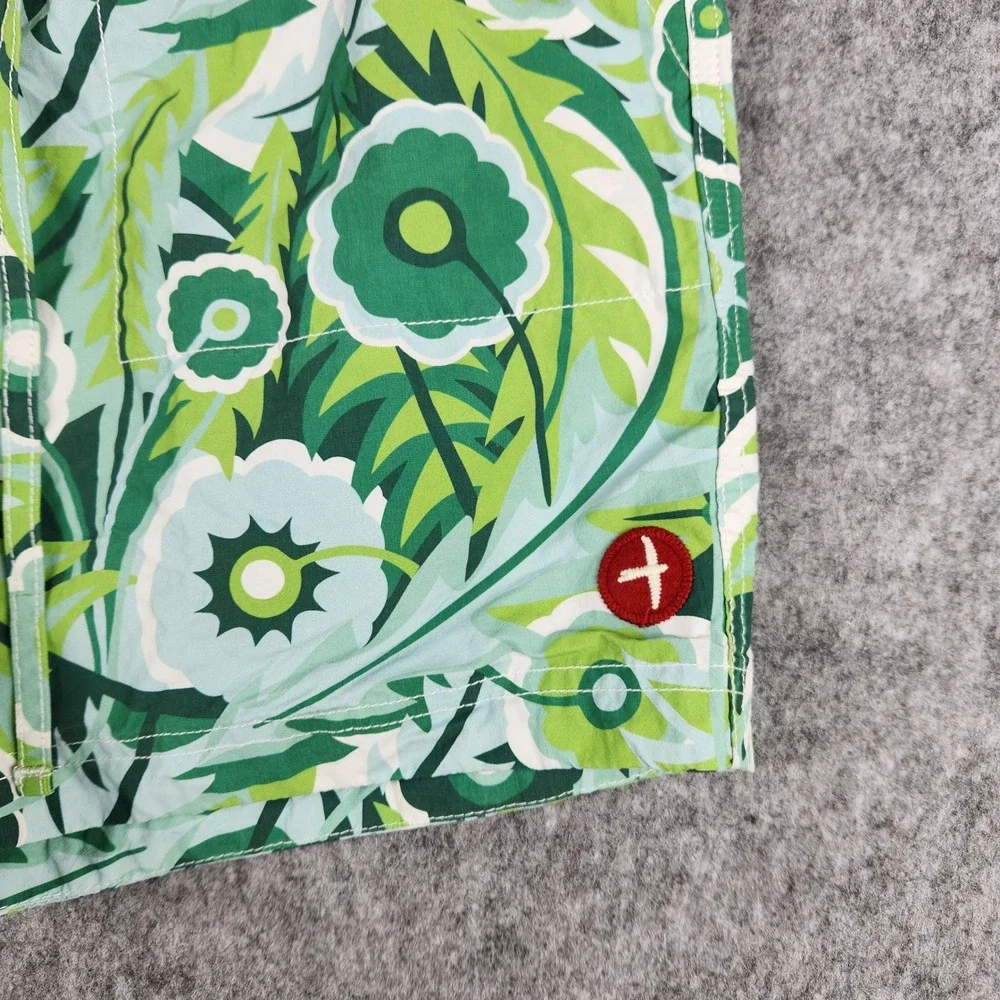 Relwen Hybrid Shorts Men 32 Green Floral Drawstring Nylon Summer Casual Outdoor